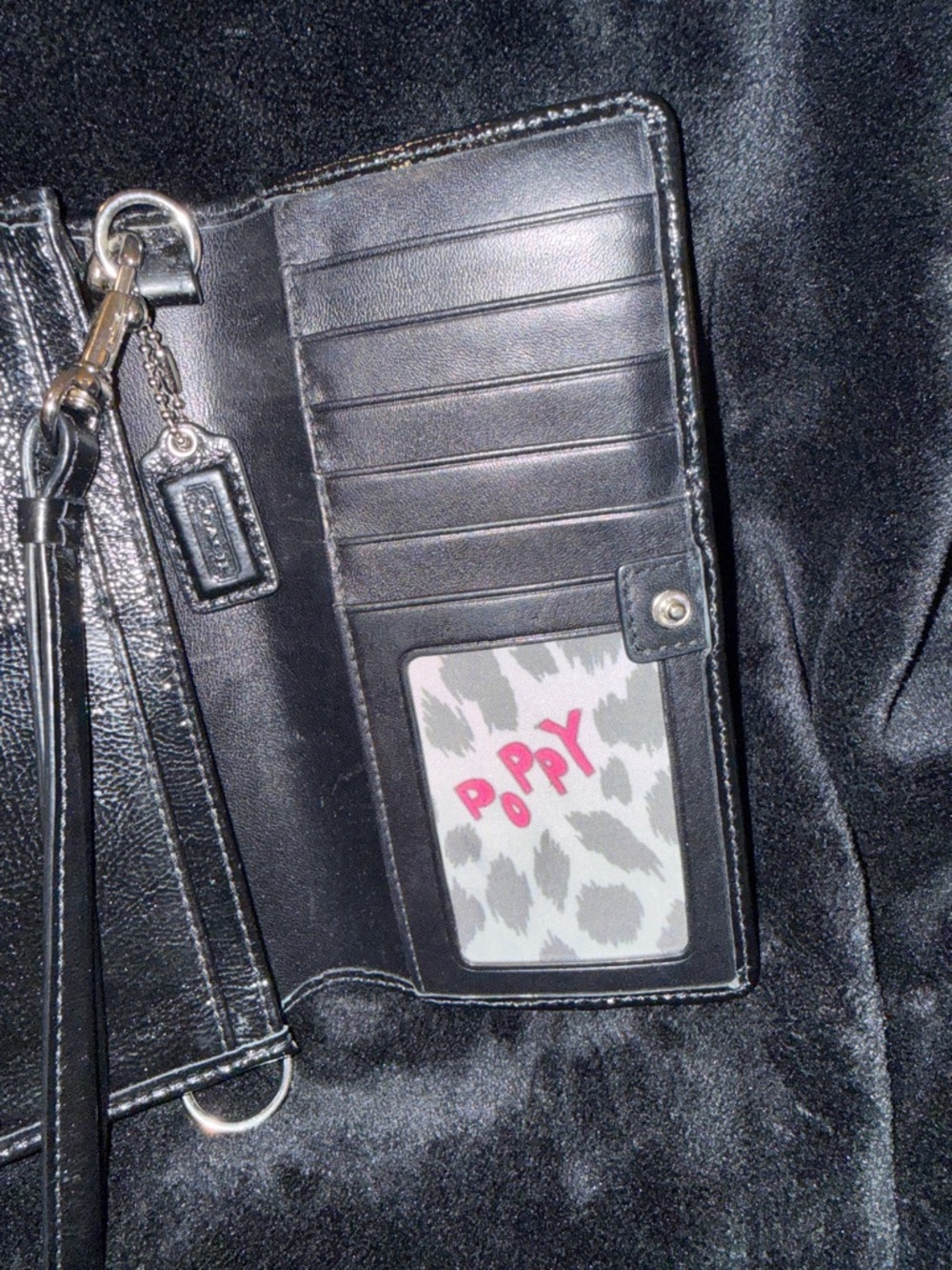 Coach Black Leather Wristlet Clutch with Zip Pocket Accents - Picture 10 of 11